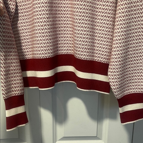 NWT Varley Red & White Walter Knit Gold double Zip Jacket Large - Picture 10 of 16